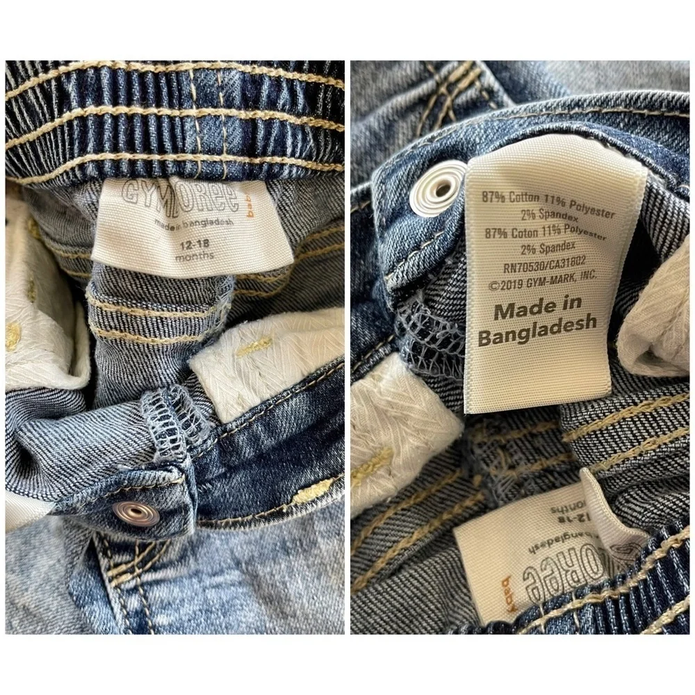 ☀️2/$22, 3/$28 Gymboree Acid Wash Baby Denim Shorts - 12-18 mos
